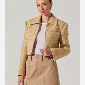 NWOT Astr Yellow Tweed Cropped Blazer Size XS